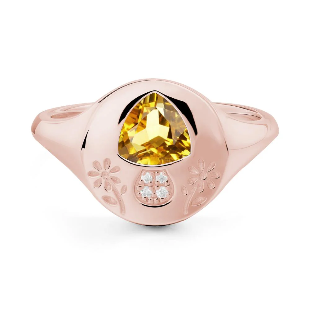 Bezel Set Citrine Signet Ring - Image 3