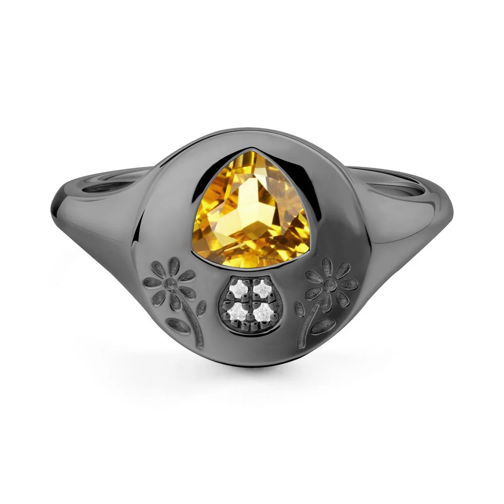 Bezel Set Citrine Signet Ring - Image 4