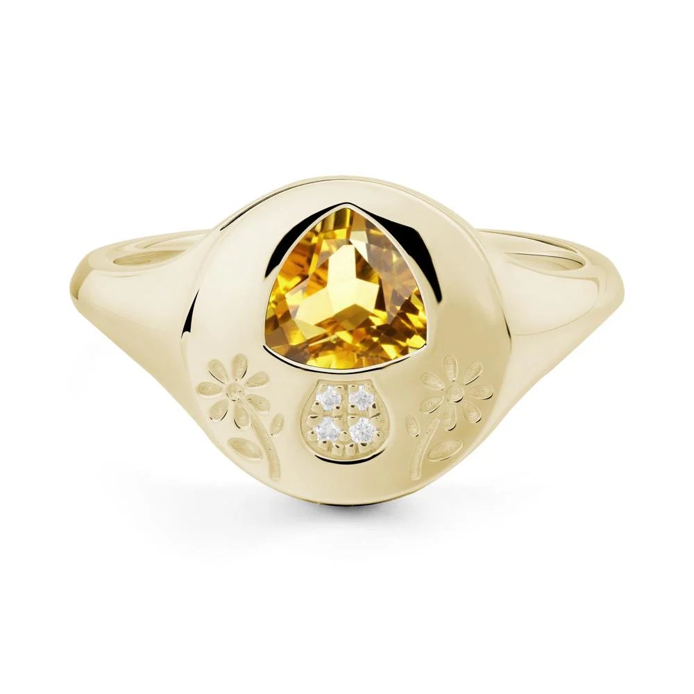 Bezel Set Citrine Signet Ring - Image 5