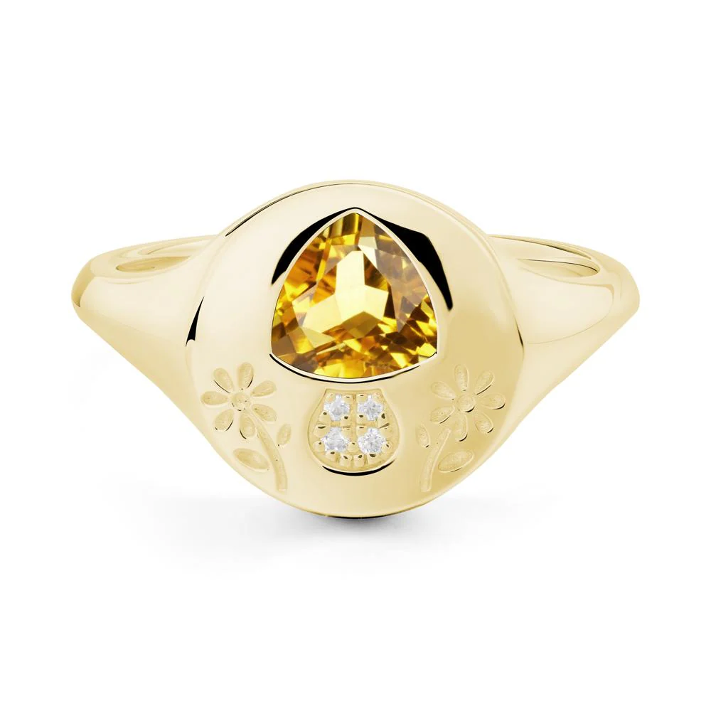 Bezel Set Citrine Signet Ring - Image 6