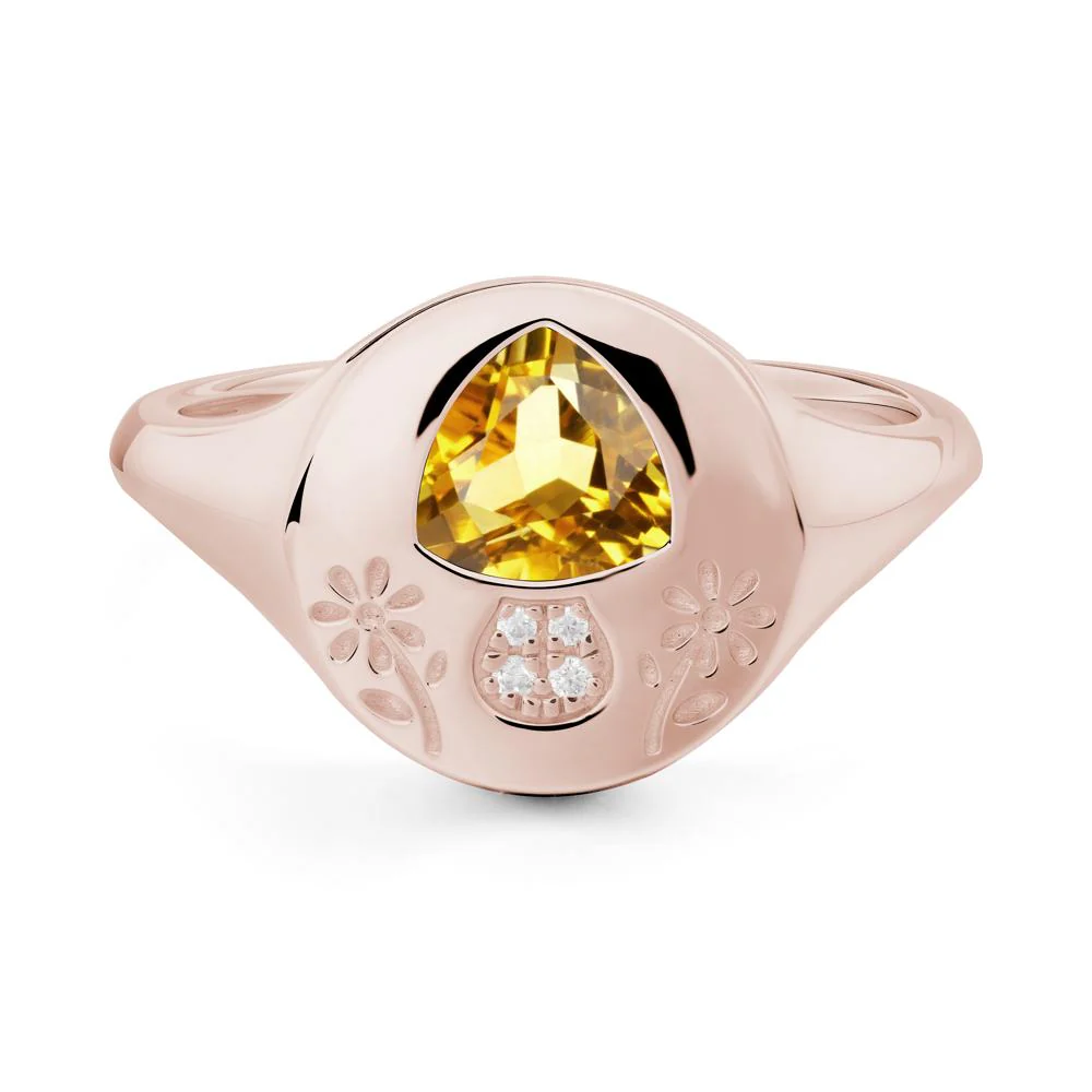 Bezel Set Citrine Signet Ring - Image 7