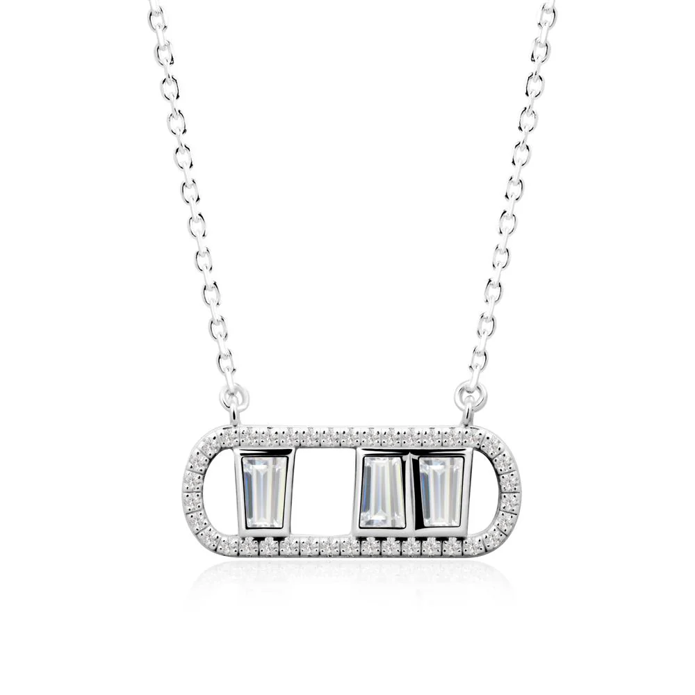 Bezel Set Cubic Zirconia Pendant with Halo - Image 3