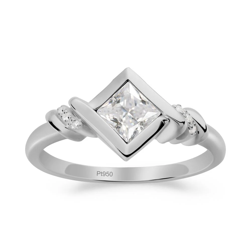 Bezel Set Cubic Zirconia Ring with Twisted Shank