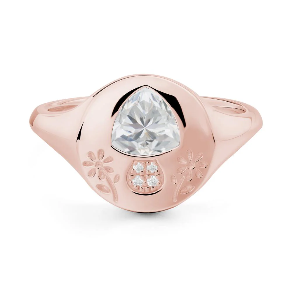 Bezel Set Cubic Zirconia Signet Ring - Image 4