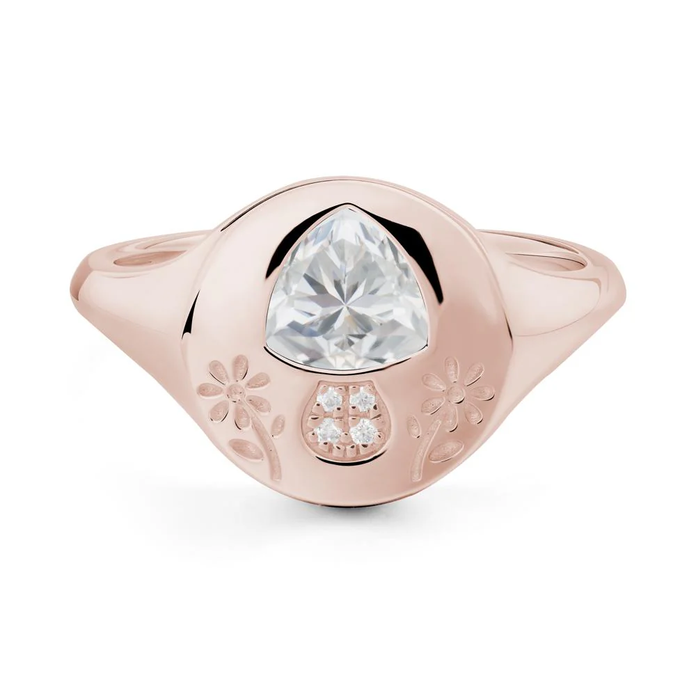 Bezel Set Cubic Zirconia Signet Ring - Image 5
