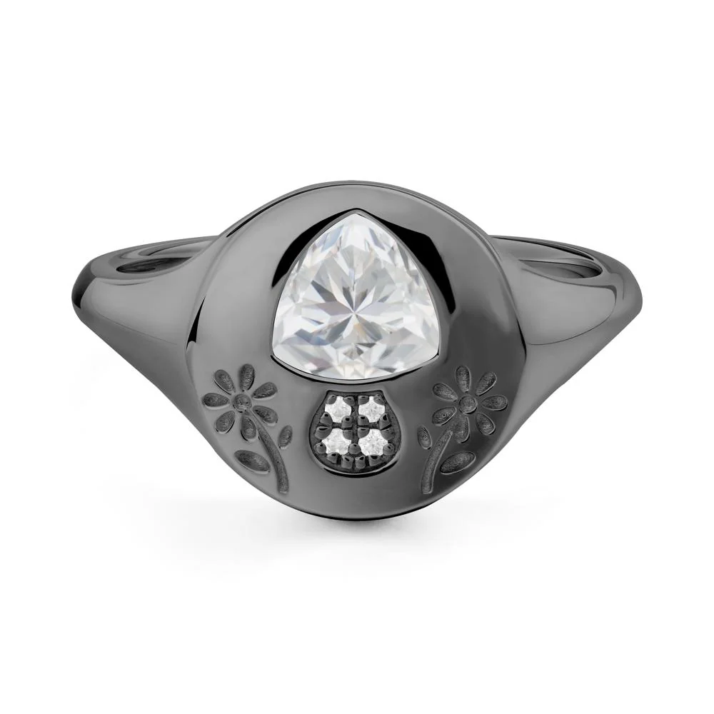 Bezel Set Cubic Zirconia Signet Ring - Image 7