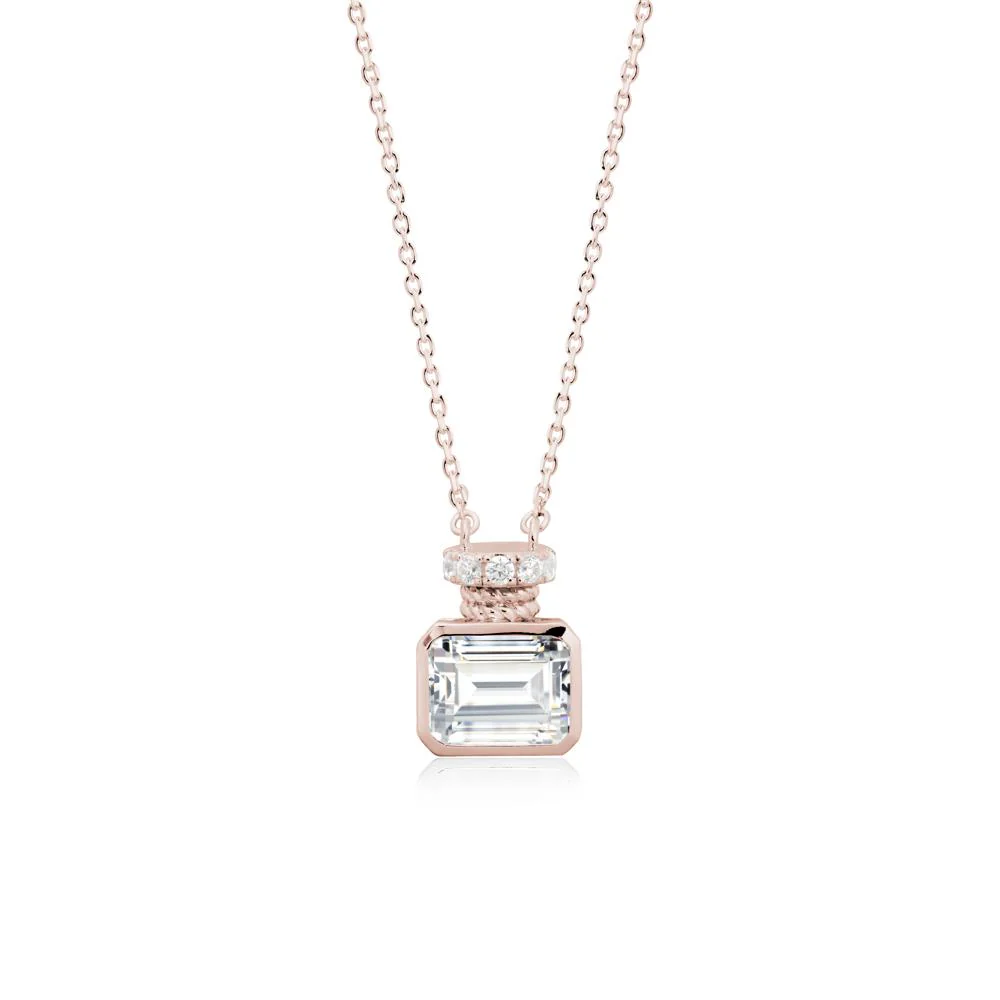 Bezel Set Emerald Cut Cubic Zirconia Necklace - Image 2