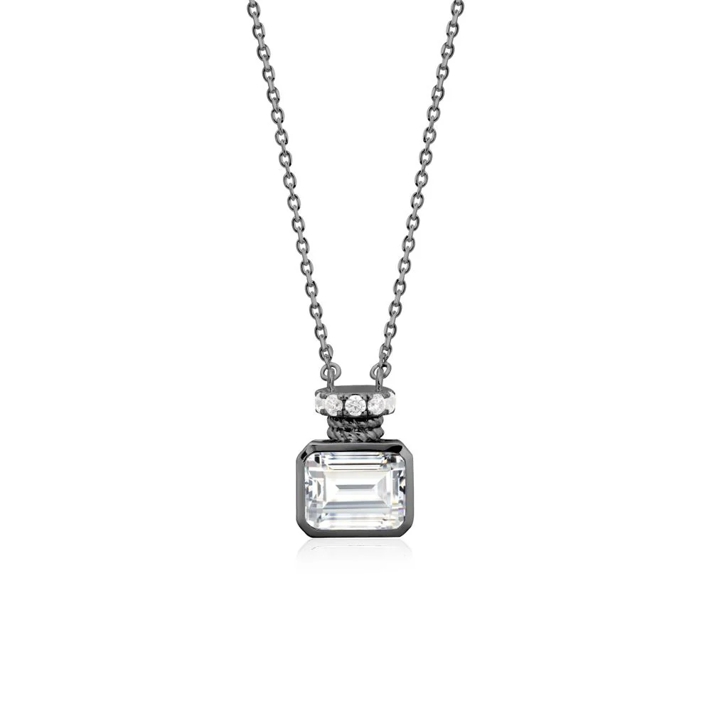 Bezel Set Emerald Cut Cubic Zirconia Necklace - Image 8