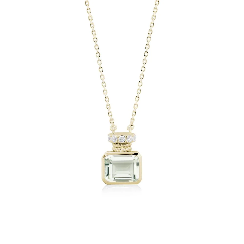 Bezel Set Emerald Cut Green Amethyst Necklace - Image 4