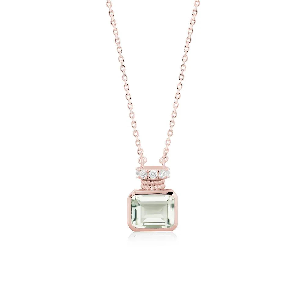 Bezel Set Emerald Cut Green Amethyst Necklace - Image 5