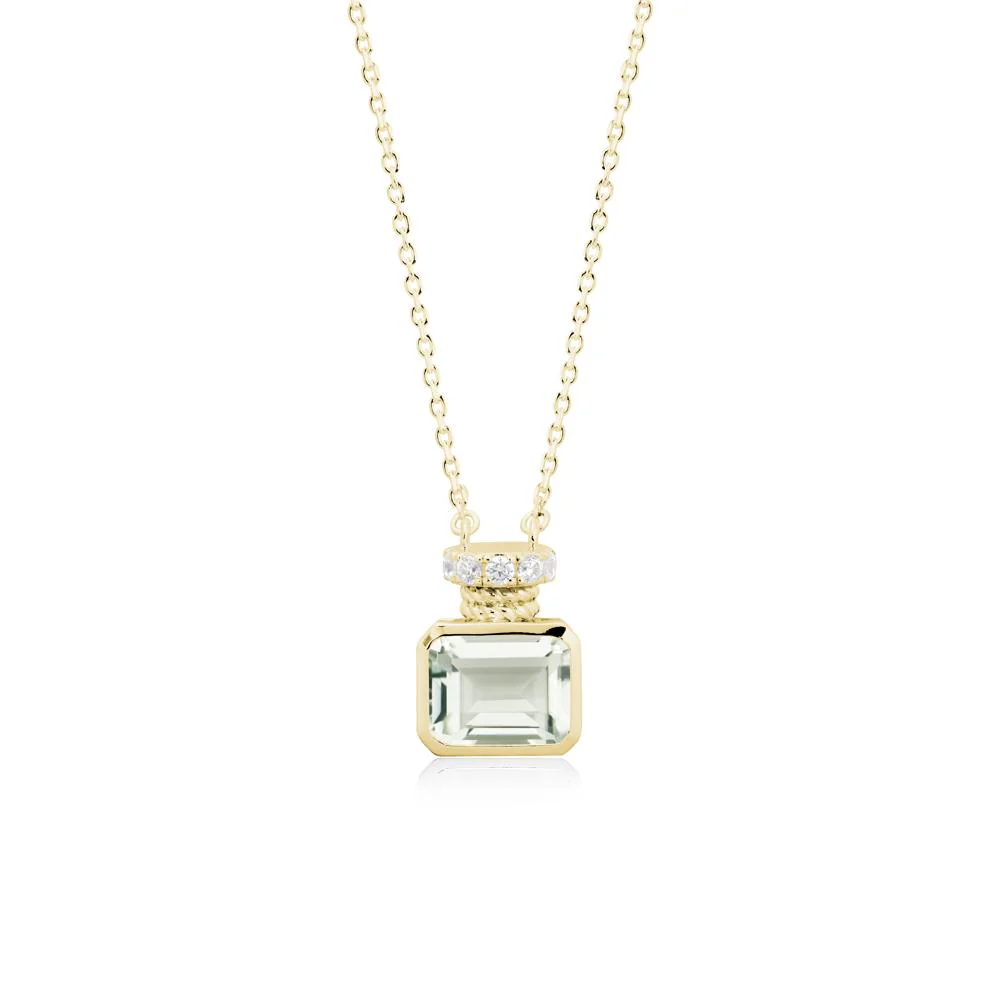 Bezel Set Emerald Cut Green Amethyst Necklace - Image 7