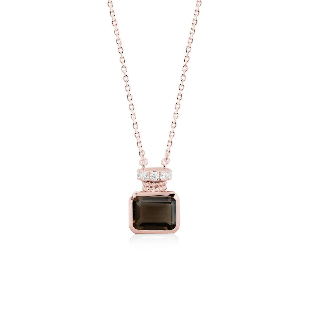 Bezel Set Emerald Cut Smoky Quartz Necklace - Image 5