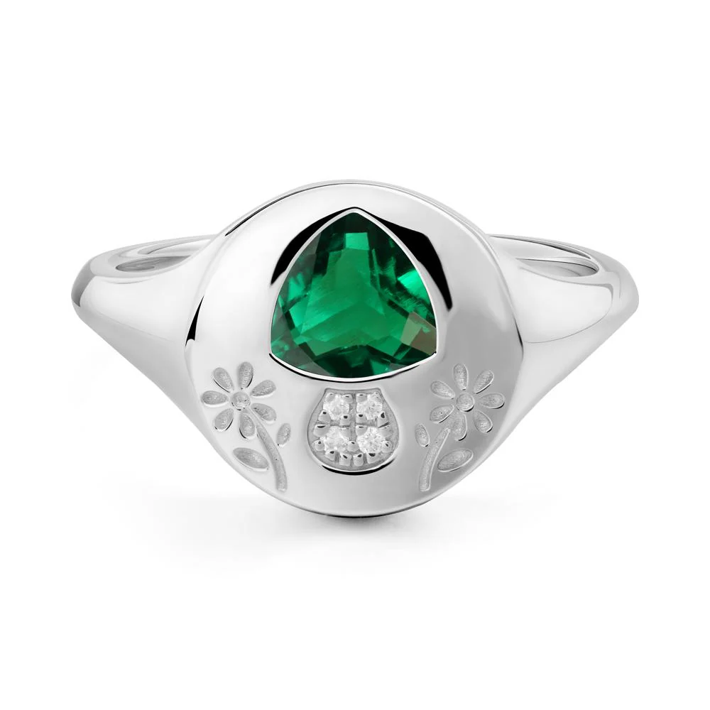 Bezel Set Emerald Signet Ring