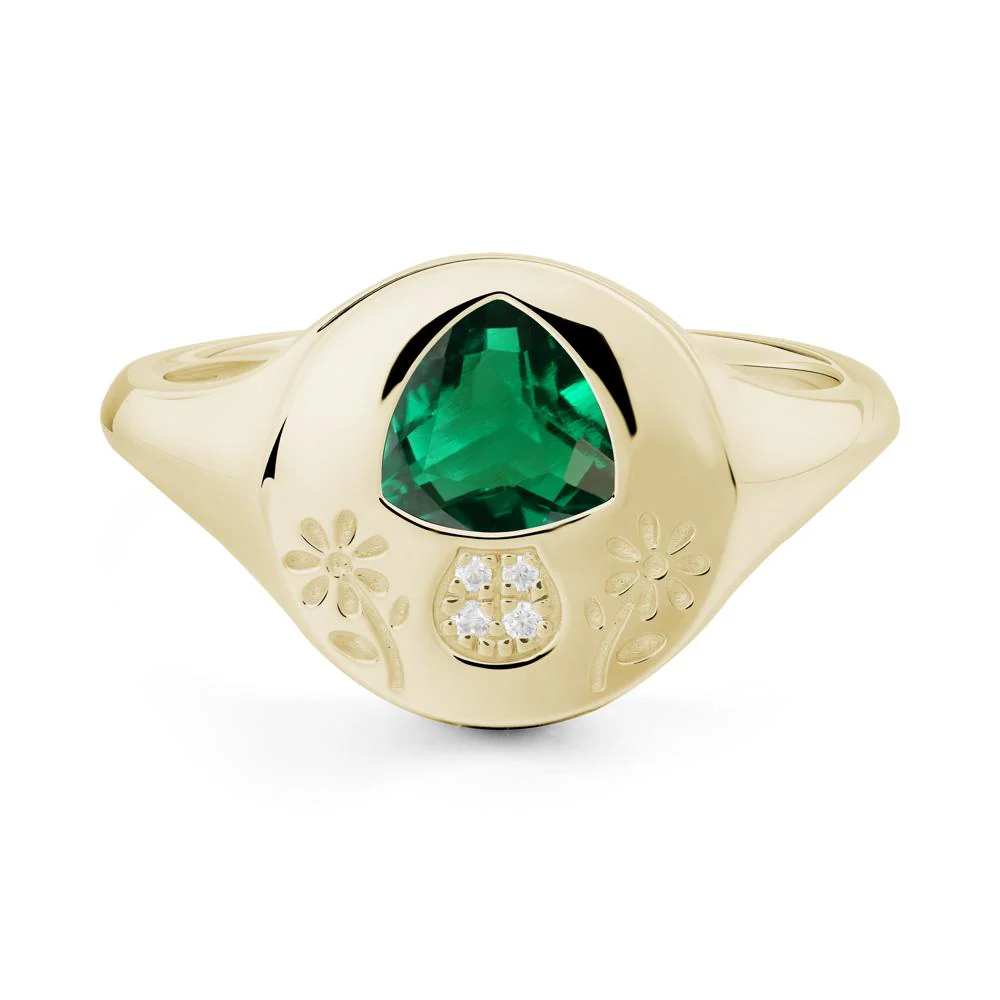 Bezel Set Emerald Signet Ring - Image 6