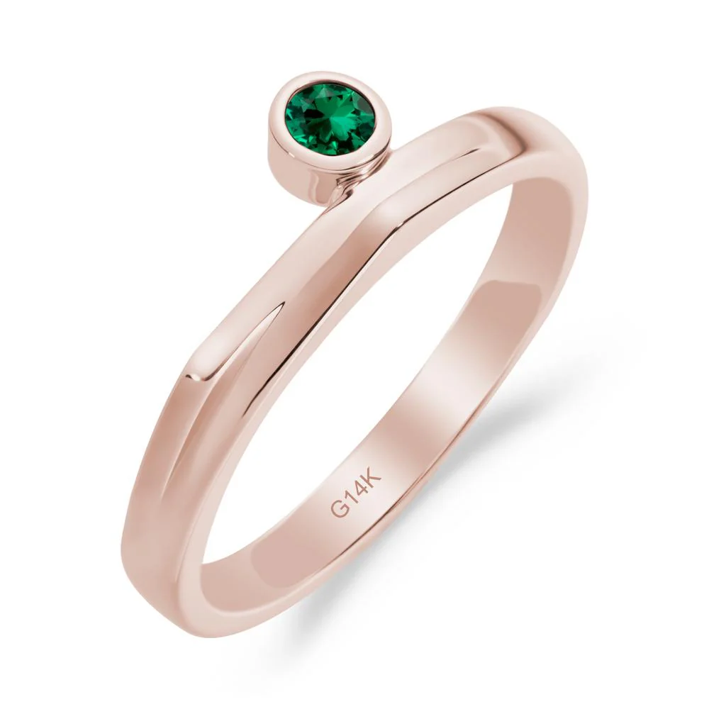 Bezel Set Emerald Solitaire Ring - Image 2