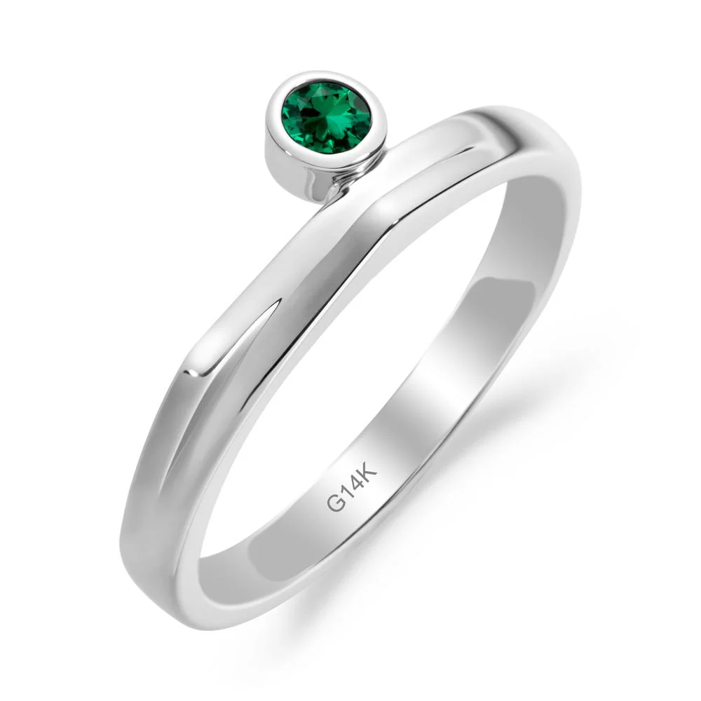 Bezel Set Emerald Solitaire Ring - Image 3