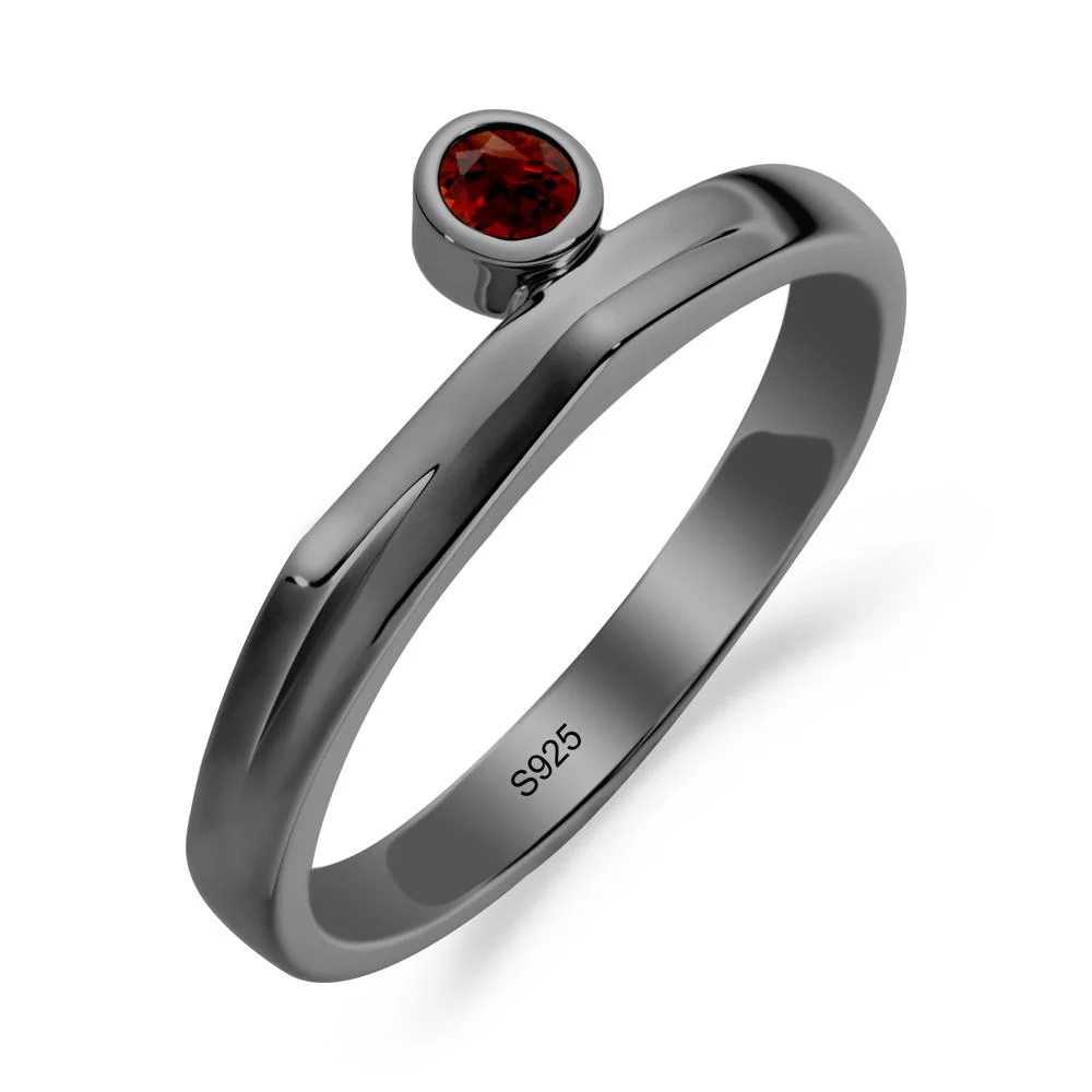 Bezel Set Garnet Solitaire Ring - Image 4