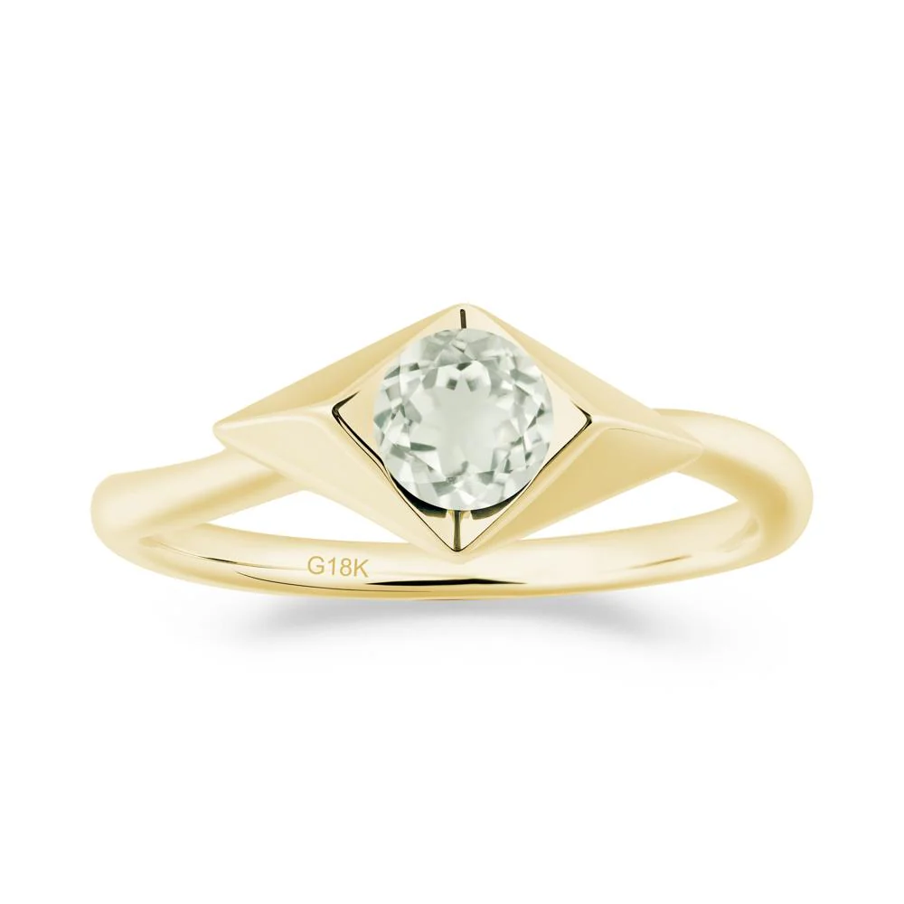 Bezel Set Green Amethyst Ring with Twisted Band - Image 7