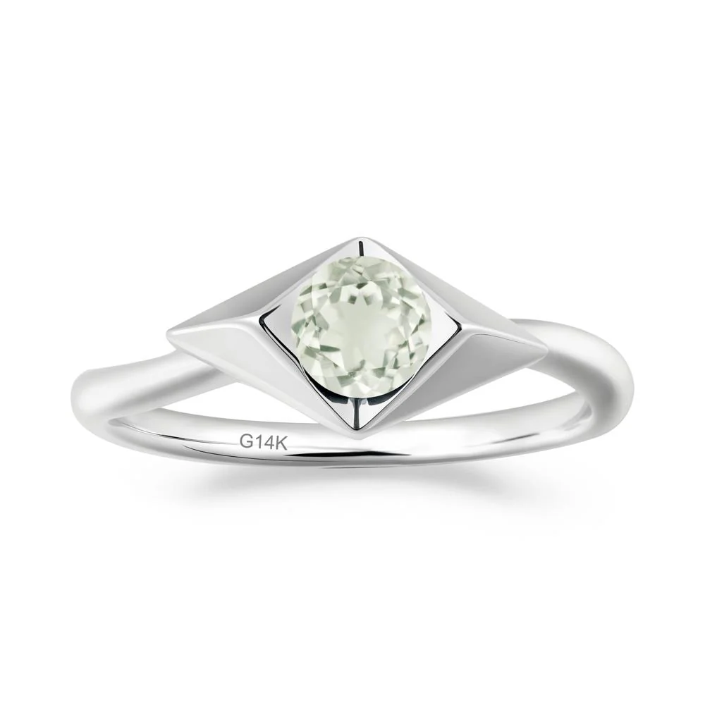 Bezel Set Green Amethyst Ring with Twisted Band - Image 9