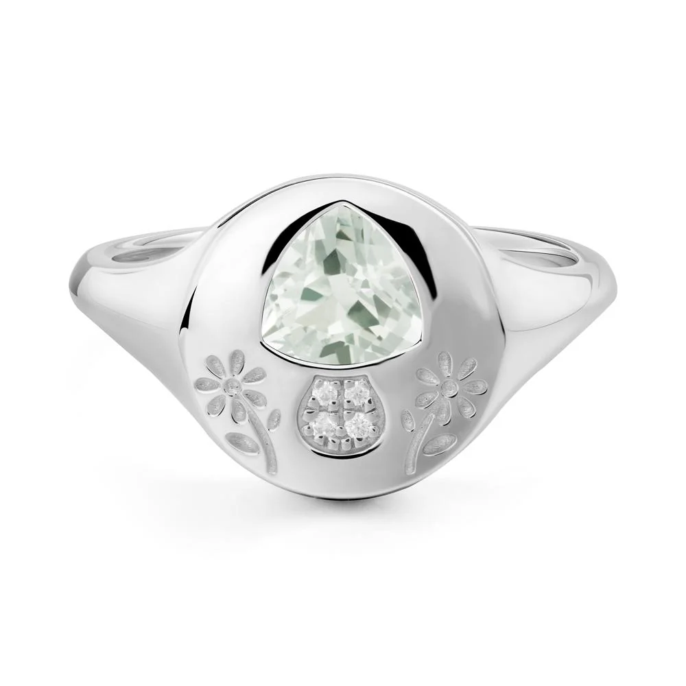 Bezel Set Green Amethyst Signet Ring - Image 4
