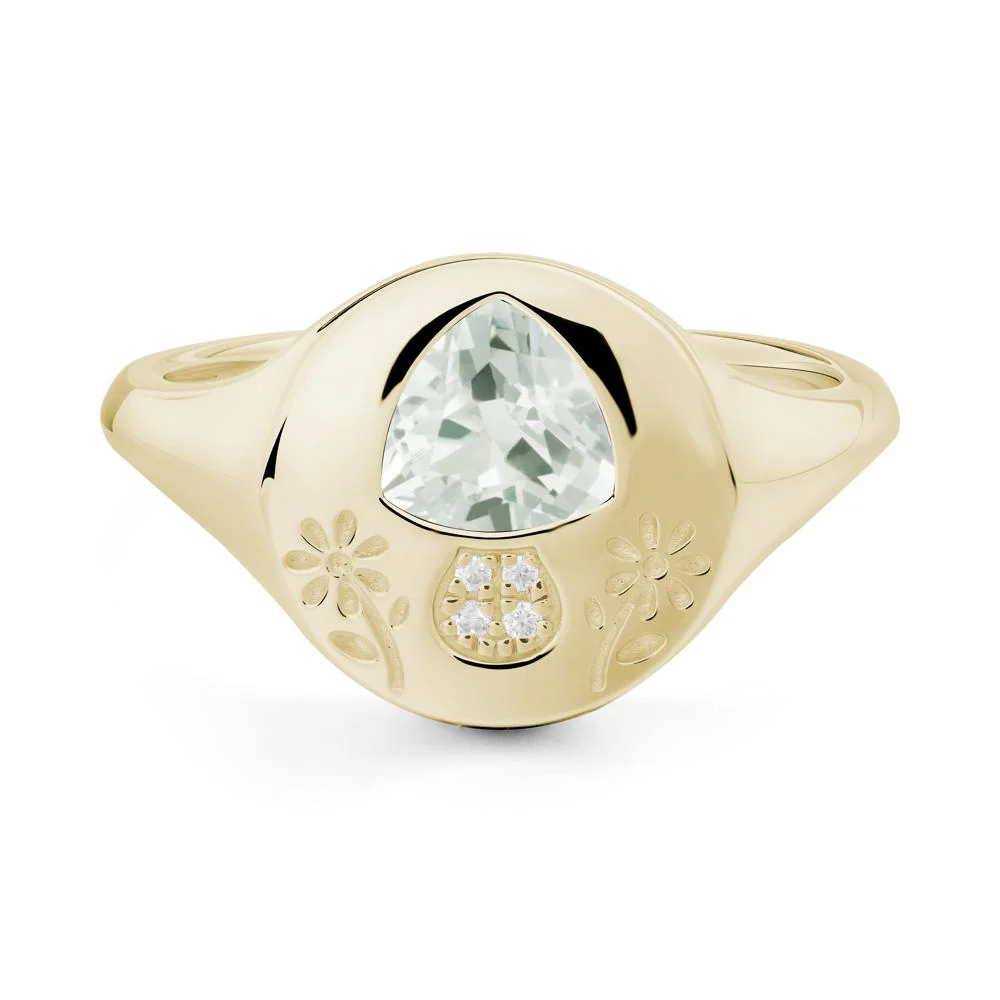 Bezel Set Green Amethyst Signet Ring - Image 5
