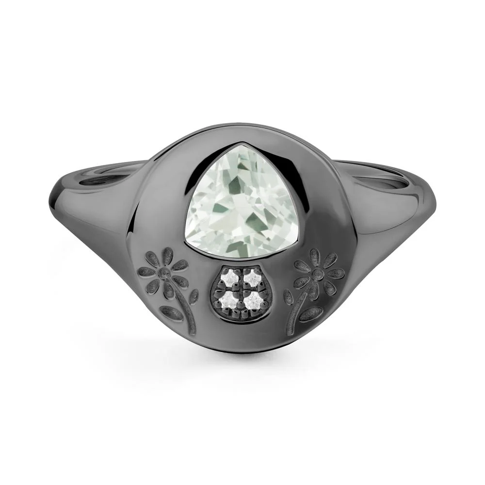 Bezel Set Green Amethyst Signet Ring - Image 7