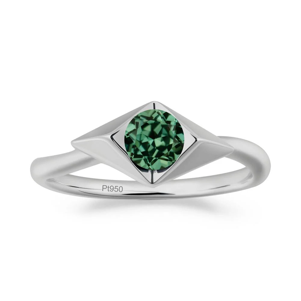 Bezel Set Green Sapphire Ring with Twisted Band - Image 6