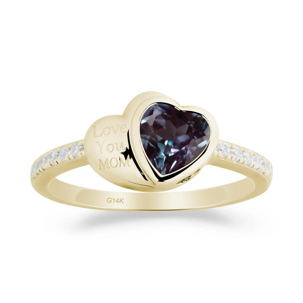 Bezel Set Heart Shaped Alexandrite Ring - Image 5