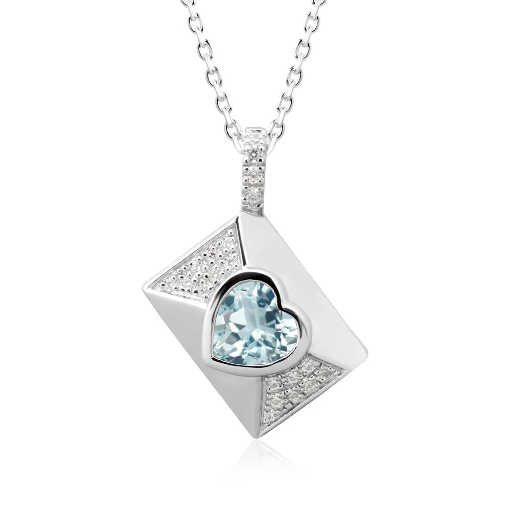 Bezel Set Heart Shaped Aquamarine Neckace - Image 2