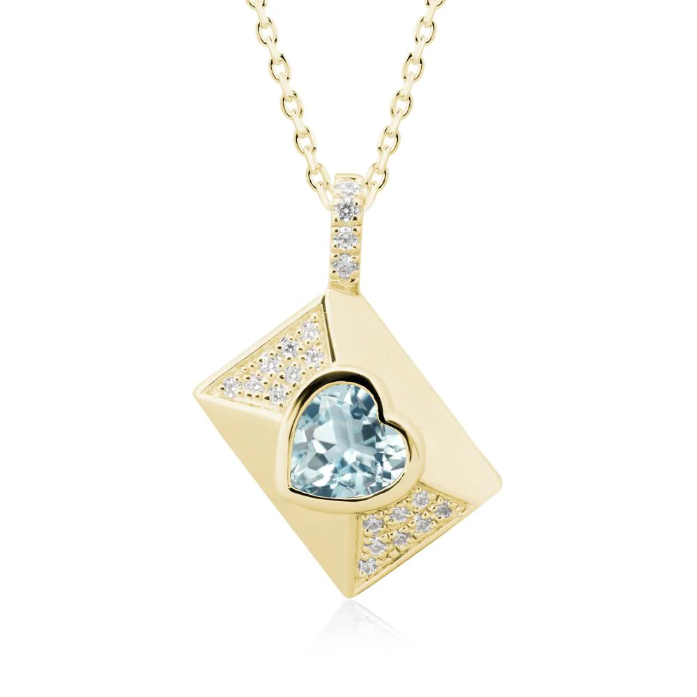 Bezel Set Heart Shaped Aquamarine Neckace - Image 6
