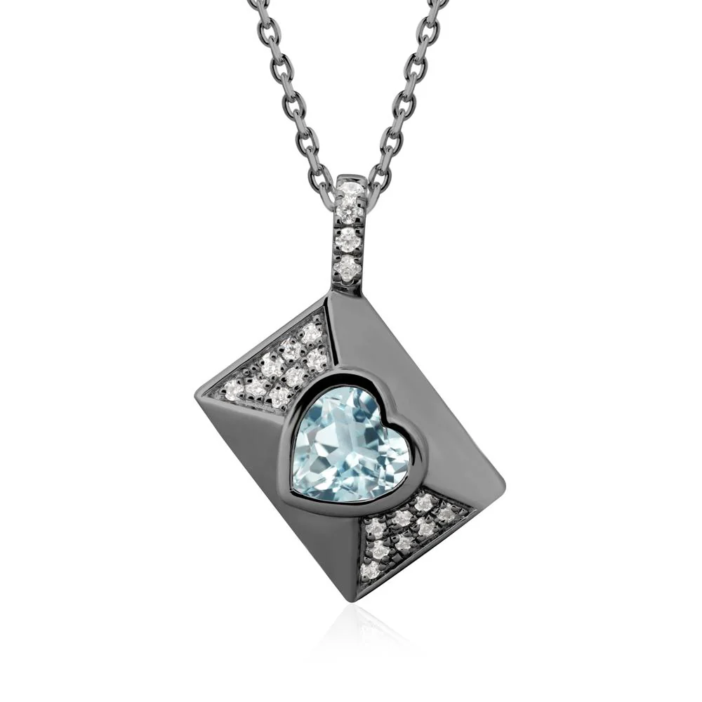 Bezel Set Heart Shaped Aquamarine Neckace - Image 7