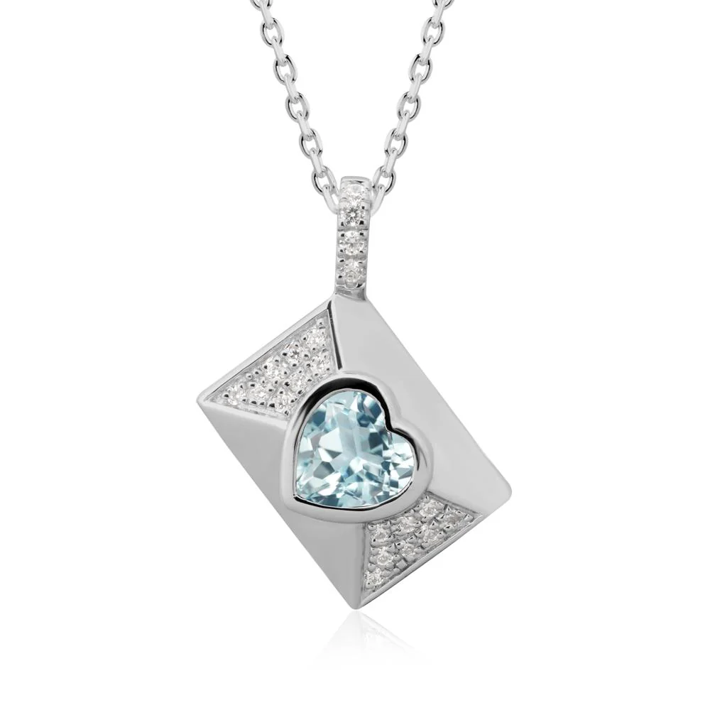 Bezel Set Heart Shaped Aquamarine Neckace - Image 8