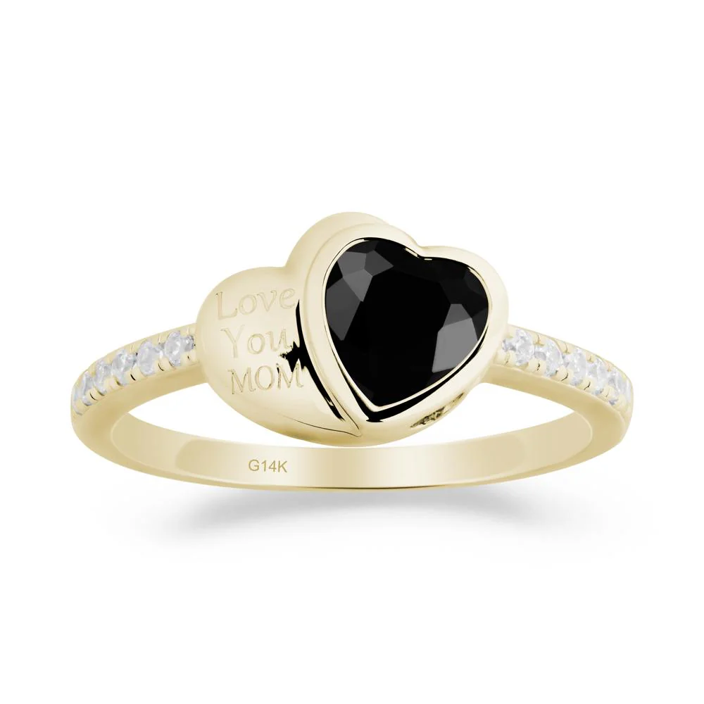 Bezel Set Heart Shaped Black Spinel Ring