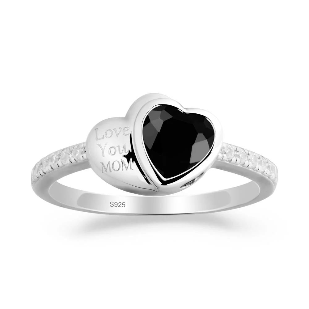 Bezel Set Heart Shaped Black Spinel Ring - Image 2