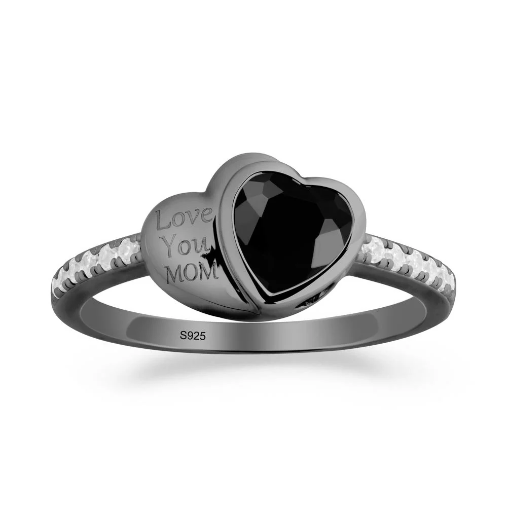 Bezel Set Heart Shaped Black Spinel Ring - Image 6