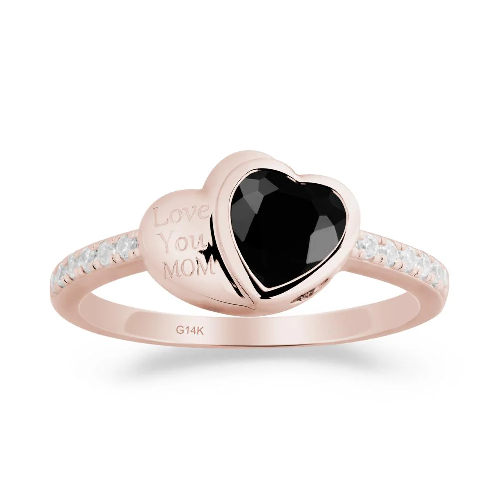 Bezel Set Heart Shaped Black Spinel Ring - Image 8