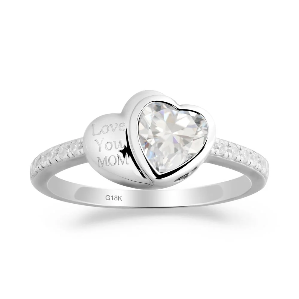 Bezel Set Heart Shaped Cubic Zirconia Ring - Image 3