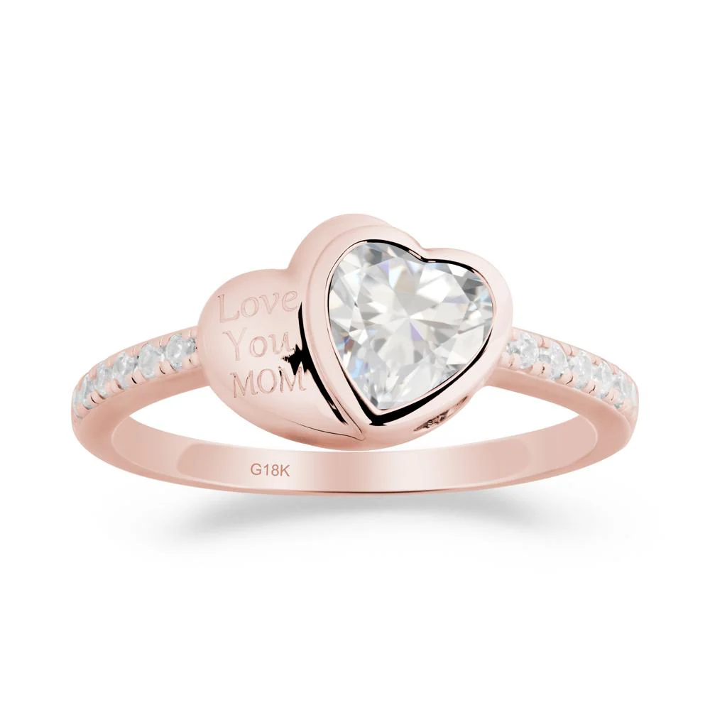 Bezel Set Heart Shaped Cubic Zirconia Ring - Image 6