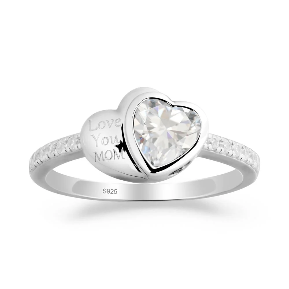 Bezel Set Heart Shaped Cubic Zirconia Ring - Image 9