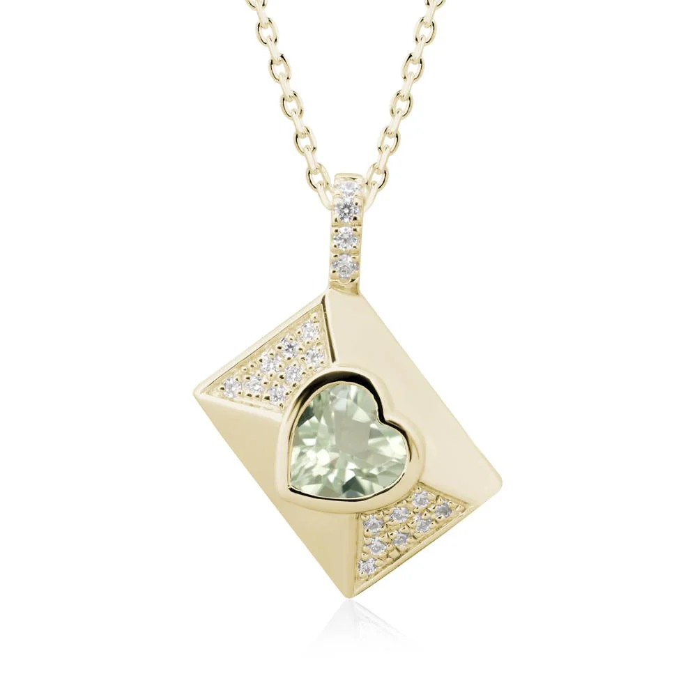 Bezel Set Heart Shaped Green Amethyst Neckace - Image 3
