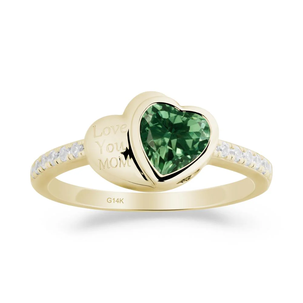 Bezel Set Heart Shaped Green Sapphire Ring