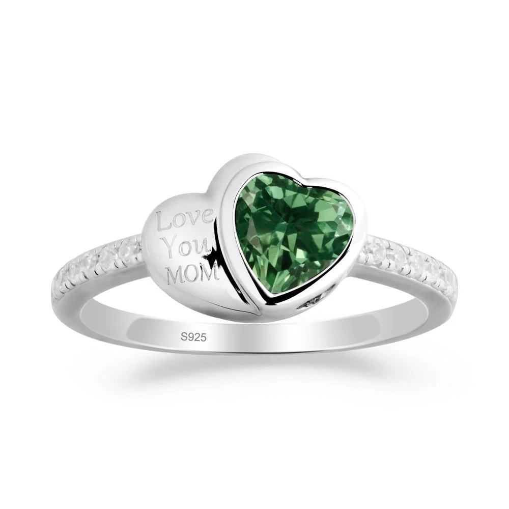 Bezel Set Heart Shaped Green Sapphire Ring - Image 3