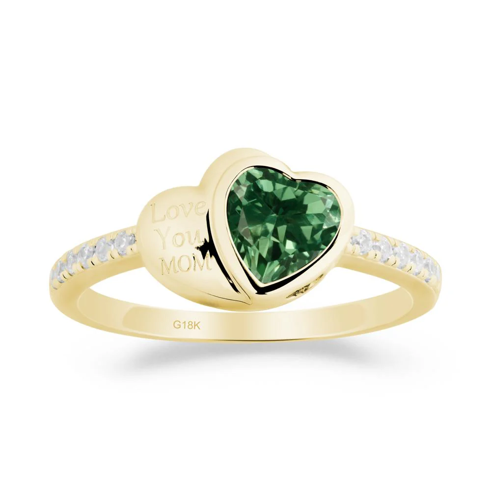 Bezel Set Heart Shaped Green Sapphire Ring - Image 4