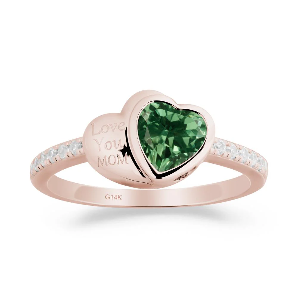 Bezel Set Heart Shaped Green Sapphire Ring - Image 6