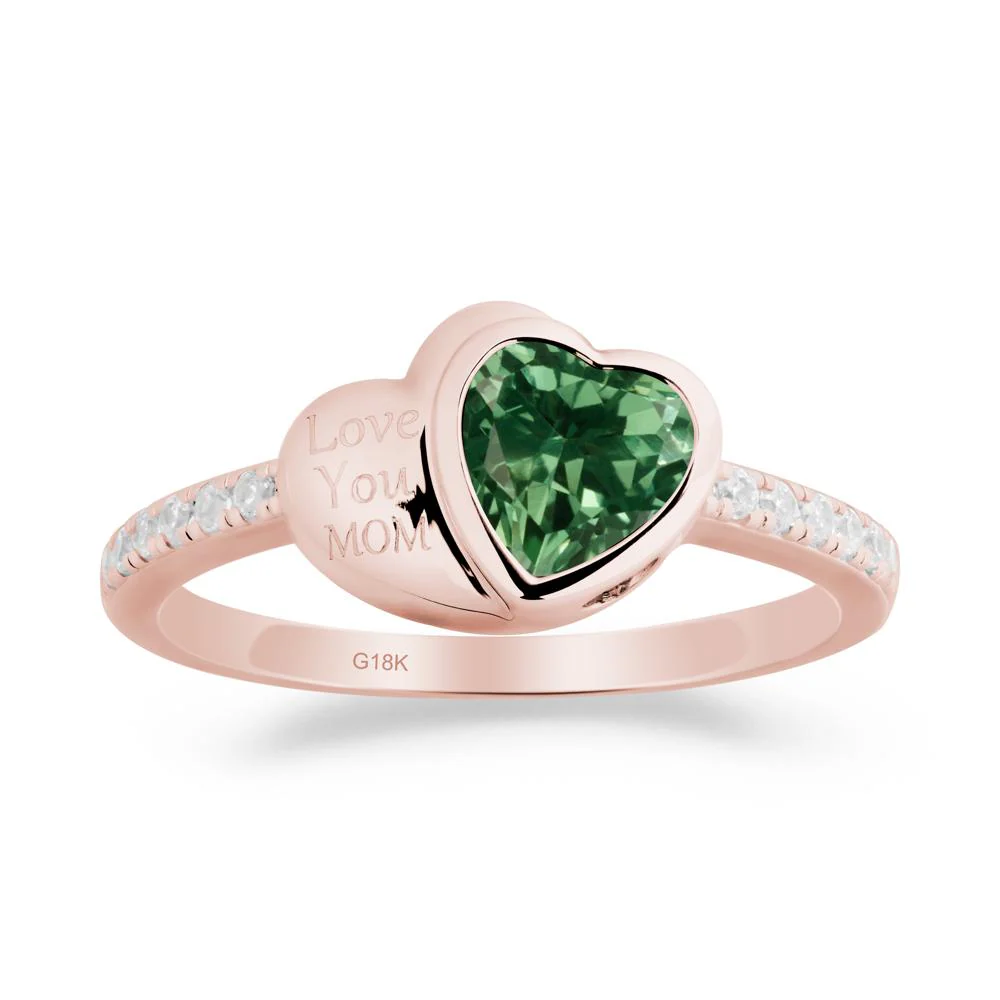 Bezel Set Heart Shaped Green Sapphire Ring - Image 7