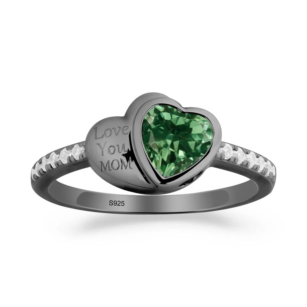 Bezel Set Heart Shaped Green Sapphire Ring - Image 9