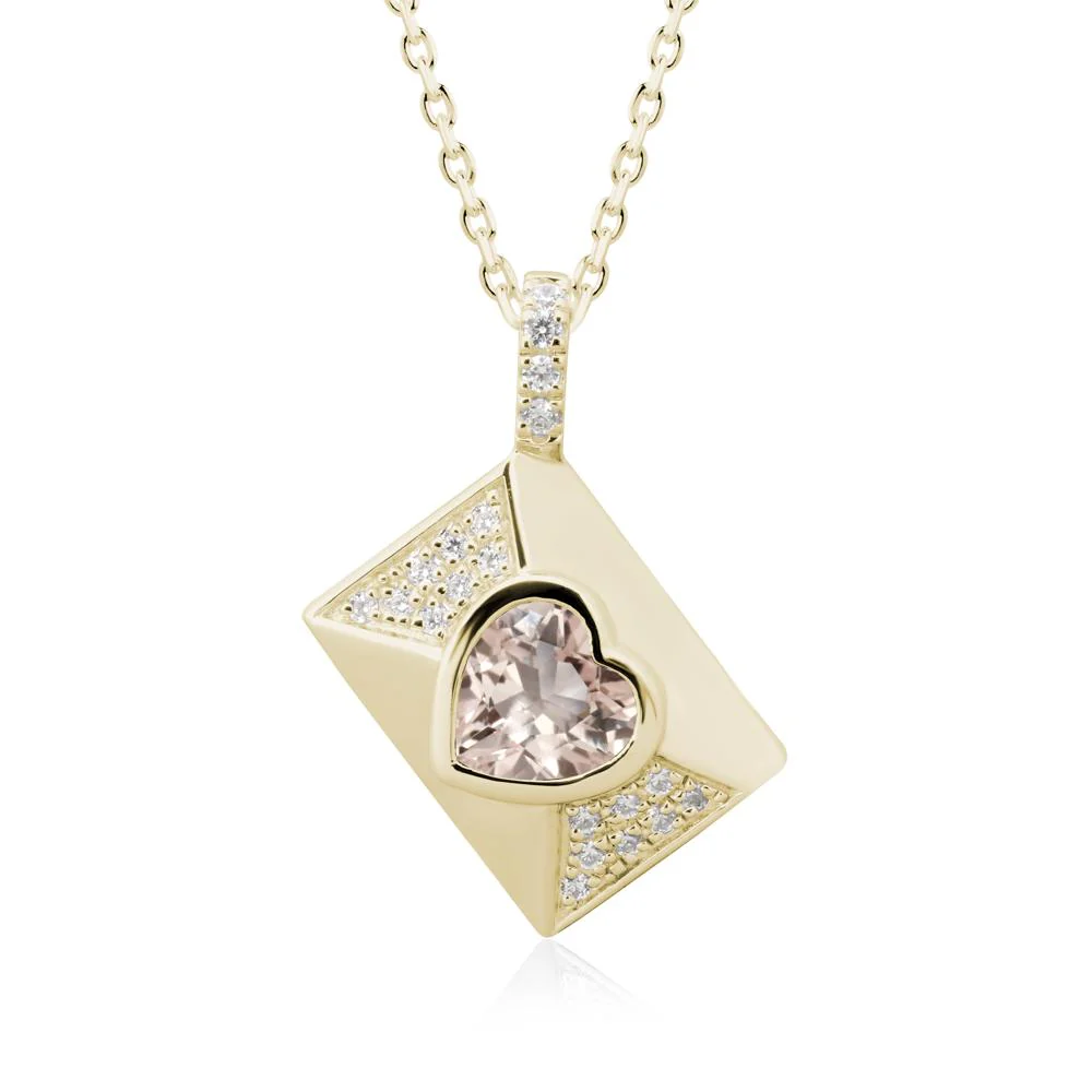 Bezel Set Heart Shaped Morganite Neckace - Image 3