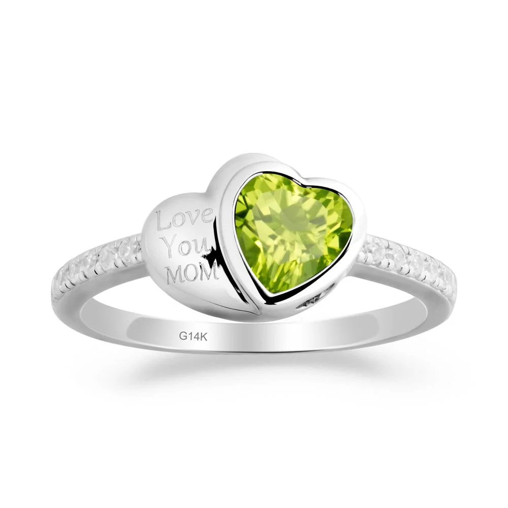 Bezel Set Heart Shaped Peridot Ring - Image 3