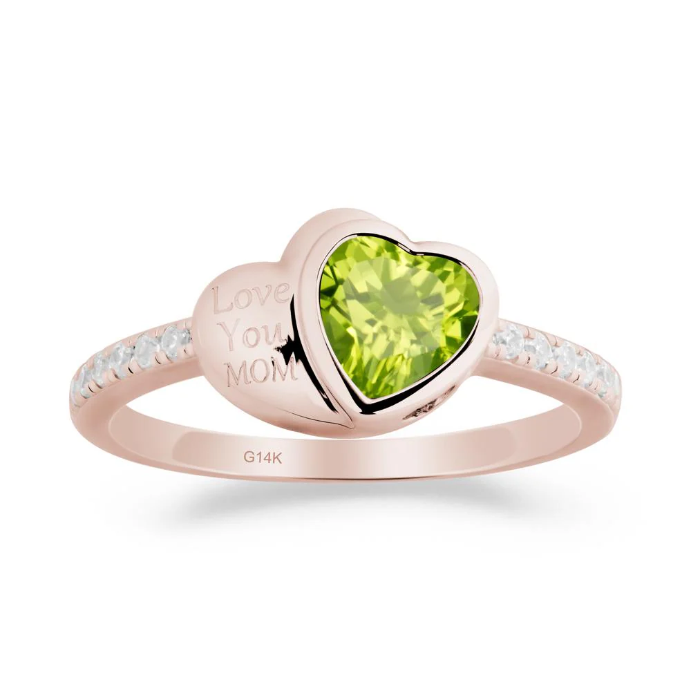 Bezel Set Heart Shaped Peridot Ring - Image 6