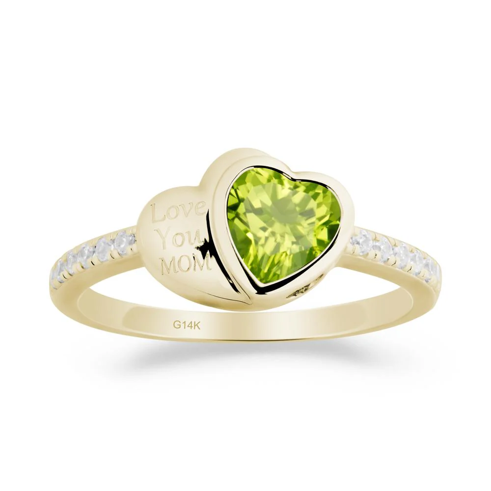 Bezel Set Heart Shaped Peridot Ring - Image 7
